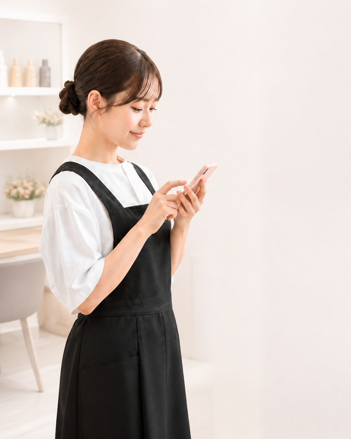 スマートフォンを見るバンビッシュのスタッフ
