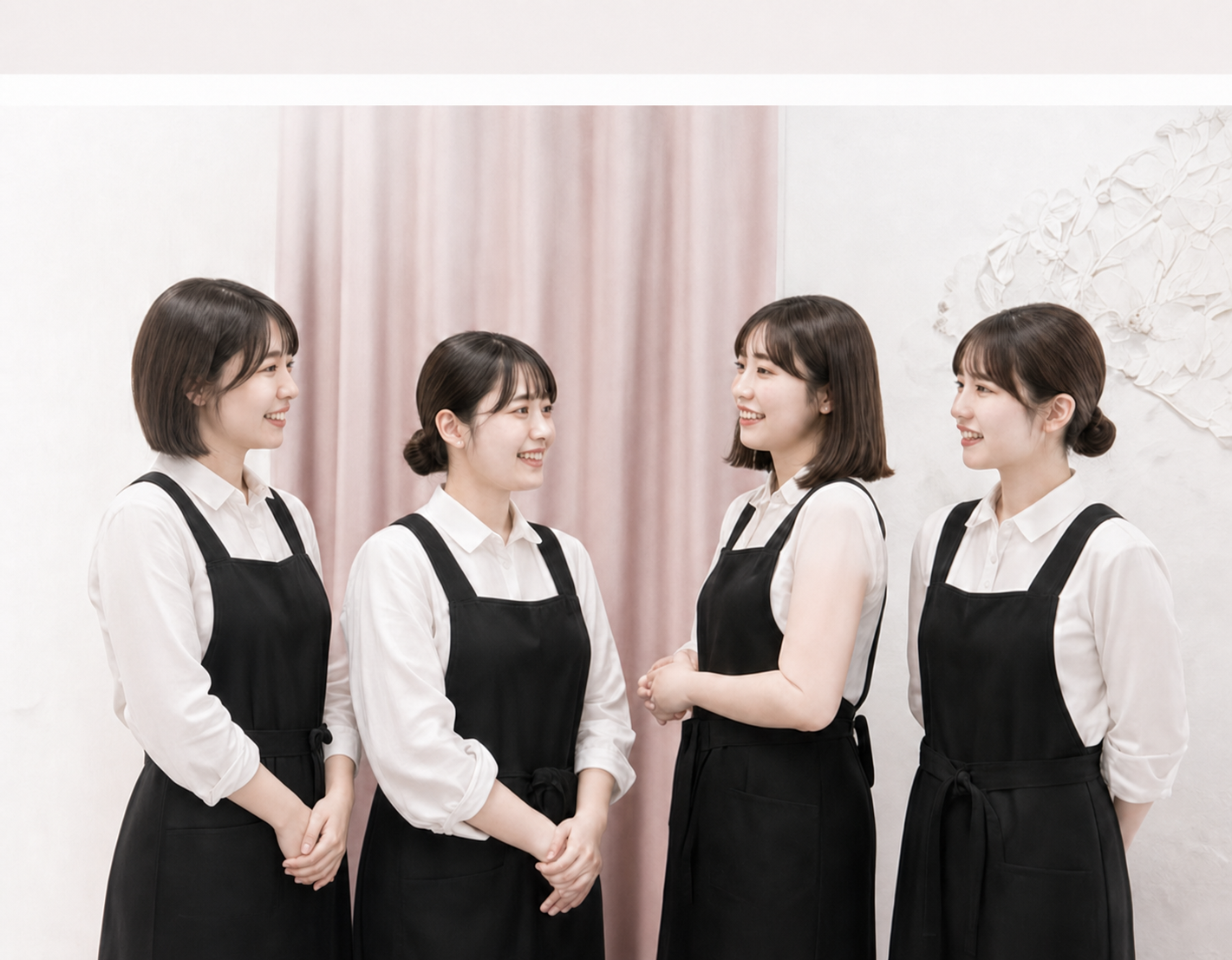 笑顔で話す4人のバンビッシュスタッフ