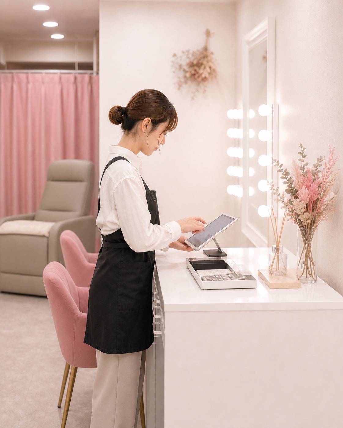 レジ業務をするスタッフ